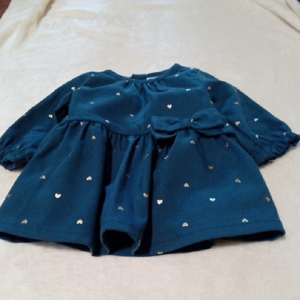 Teal Green Dress with Gold Accents Size 3M